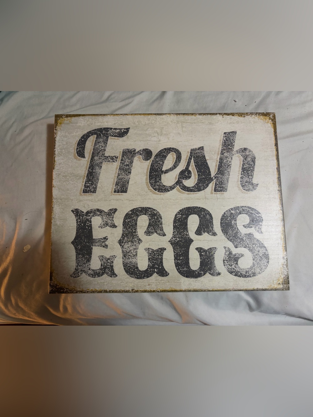 "Fresh Eggs" Rustic Wood Sign - White & Black